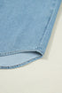 Western Ruffle Short Puff Sleeve Flap Pocket Denim Shirt