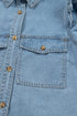 Western Ruffle Short Puff Sleeve Flap Pocket Denim Shirt