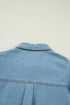 Western Ruffle Short Puff Sleeve Flap Pocket Denim Shirt