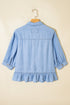 Western Ruffled High Low Lyocell Button Down Shirt