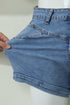 Western Seam Detail Pocketed Cuffed Hem Denim Shorts