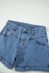 Western Seam Detail Pocketed Cuffed Hem Denim Shorts