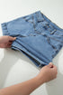 Western Seam Detail Pocketed Cuffed Hem Denim Shorts