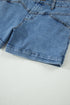 Western Seam Detail Pocketed Cuffed Hem Denim Shorts