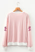 Western Sequin Boot Motif Striped Long Sleeve Graphic Tee