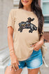 Western Sequin Embellished Short Sleeve Crew Neck Graphic Tee