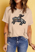 Western Sequin Embellished Short Sleeve Crew Neck Graphic Tee
