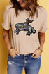 Western Sequin Embellished Short Sleeve Crew Neck Graphic Tee