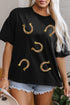Western Sequin Horseshoe Graphic High Low Hem Tee