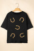Western Sequin Horseshoe Graphic High Low Hem Tee