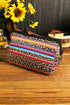 Western Serape Leopard Print Patchwork Zipper Makeup Bag