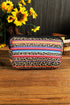 Western Serape Leopard Print Patchwork Zipper Makeup Bag