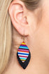 Western Serape Patterned Leather Leaf Drop Earrings