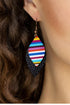 Western Serape Patterned Leather Leaf Drop Earrings