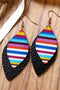 Western Serape Patterned Leather Leaf Drop Earrings