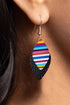 Western Serape Patterned Leather Leaf Drop Earrings