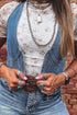 Western Sheer Floral Mesh Mock Neck Short Sleeve Top