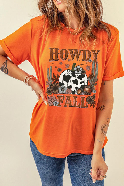 Western Slogan Graphic Print Short Sleeve Tee