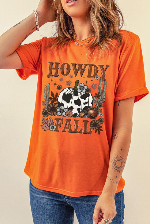 Western Slogan Graphic Print Short Sleeve Tee