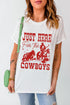 Western Slogan Print Crew Neck Cuffed Sleeve Graphic Tee