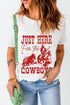 Western Slogan Print Crew Neck Cuffed Sleeve Graphic Tee