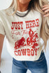 Western Slogan Print Crew Neck Cuffed Sleeve Graphic Tee