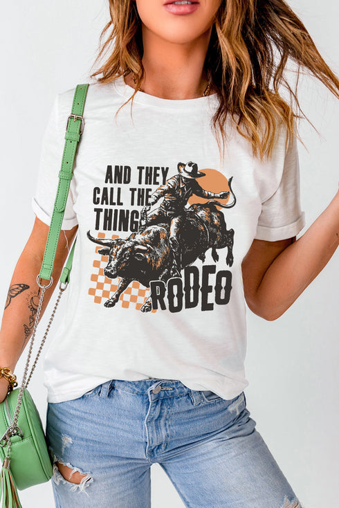Western Slogan Print Short Sleeve Crewneck Graphic Tee