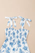 Western Smocked Knot Shoulder Sleeveless Long Floral Dress