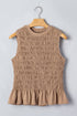 Western Solid Smocked Ruffle Hem Slim Fit Tank Top