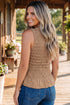 Western Solid Smocked Ruffle Hem Slim Fit Tank Top