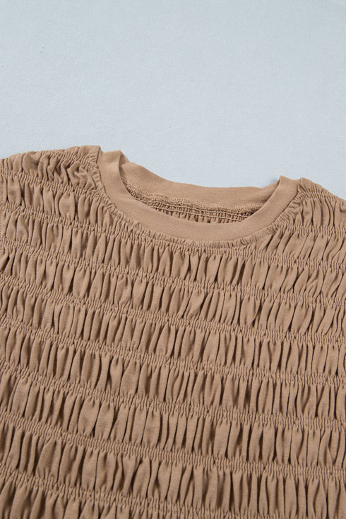 Western Solid Smocked Ruffle Hem Slim Fit Tank Top