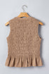 Western Solid Smocked Ruffle Hem Slim Fit Tank Top