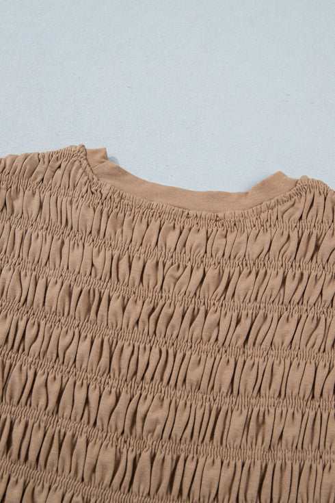 Western Solid Smocked Ruffle Hem Slim Fit Tank Top