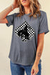 Western Spades Checkerboard Print Oversized Graphic Tee