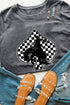 Western Spades Checkerboard Print Oversized Graphic Tee
