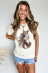 Western Spirit Horse And Geometric Graphic Crewneck Tee