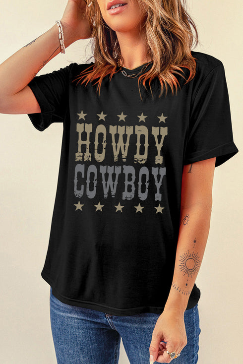 Western Star Lettering Graphic Print Loose Fit Tee