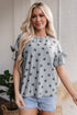 Western Star Pattern Tiered Ruffle Sleeve Crew Neck Shirt
