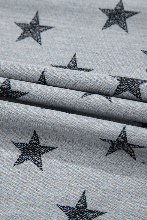 Western Star Pattern Tiered Ruffle Sleeve Crew Neck Shirt