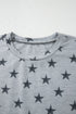 Western Star Pattern Tiered Ruffle Sleeve Crew Neck Shirt