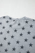 Western Star Pattern Tiered Ruffle Sleeve Crew Neck Shirt