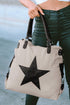 Western Star Print Cotton Blend Canvas Tote Bag
