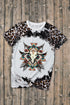 Western Steer Head Aztec Print Crew Neck Graphic Tee