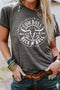 Western Steer Head Graphic Print Crew Neck Tee