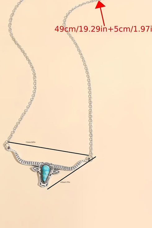 Western Steer Head Pendant Alloy Chain Necklace