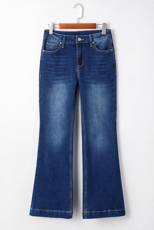 Western Stitch Patched Pocket Wide Leg Bootcut Jeans