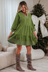 Western Stitched V Neck Tiered A Line Mini Dress