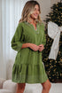 Western Stitched V Neck Tiered A Line Mini Dress