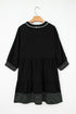 Western Stitched V Neck Tiered A Line Mini Dress
