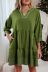 Western Stitched V Neck Tiered A Line Mini Dress